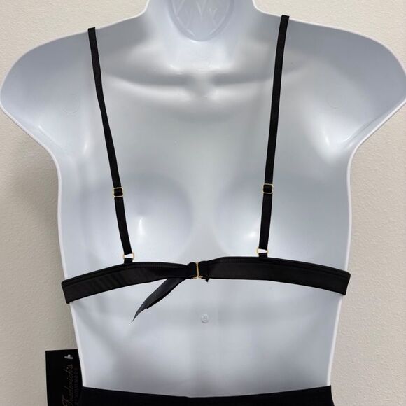 NWT Frederick's of Hollywood Ginny 2 Pc Sleep Set Black Satin Womens Medium - Picture 9 of 14